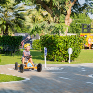 Kid playing at the go with the flow area at The Ripe Market - Academy Park Dubai.