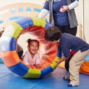 Kids exploring the gymboree play area at The Ripe Market - Academy Park in Dubai.