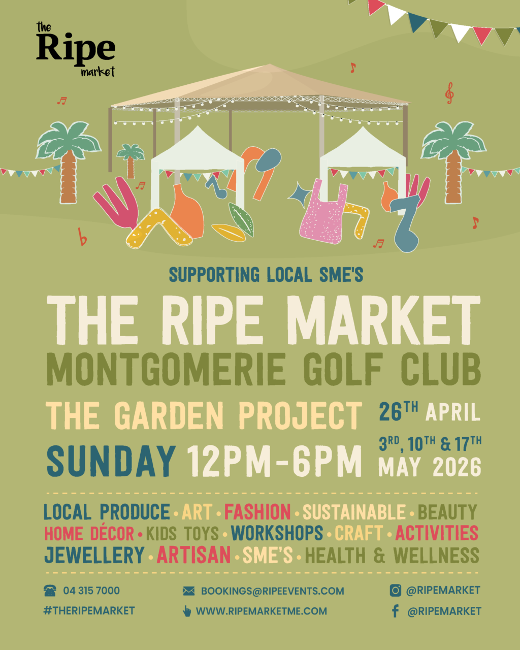 The Ripe Market – The Garden Project – market open Sunday 26th April, 3rd May, 10th May & 17th May 2026 from 12 pm - 6pm
